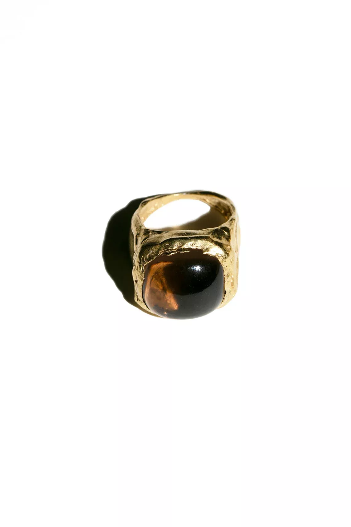 Gold with Brown Quartz Boya Ring