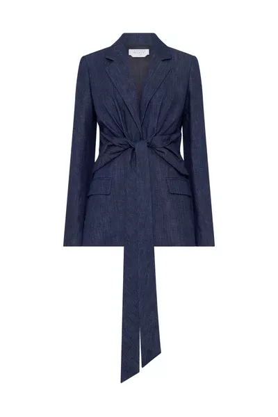 Grant Knotted Blazer in Recycled Cotton Denim
