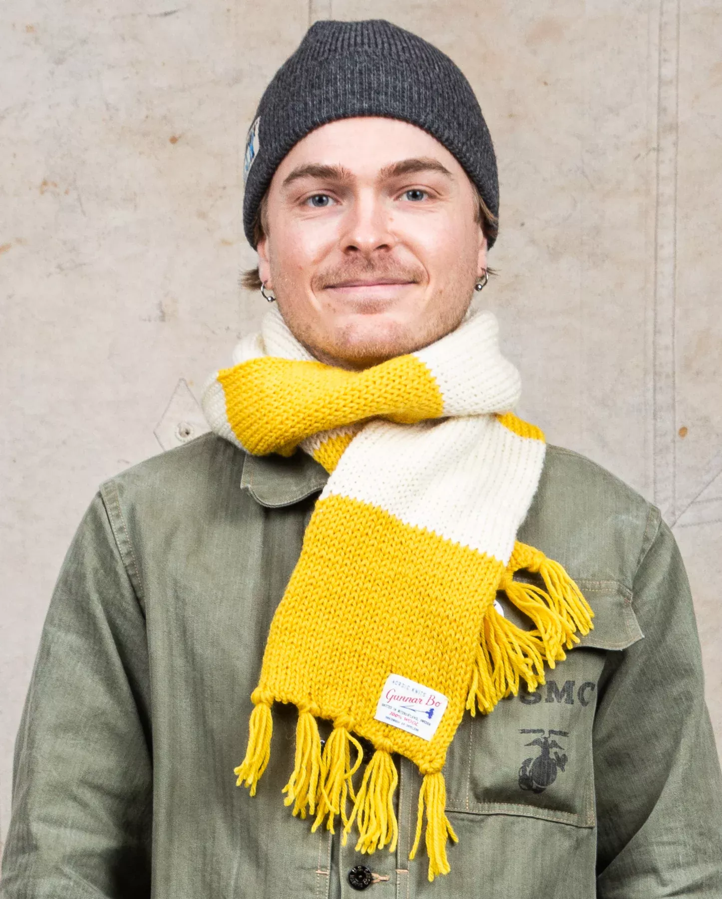 Gunnar Bo Wool Scarf Striped White / Yellow