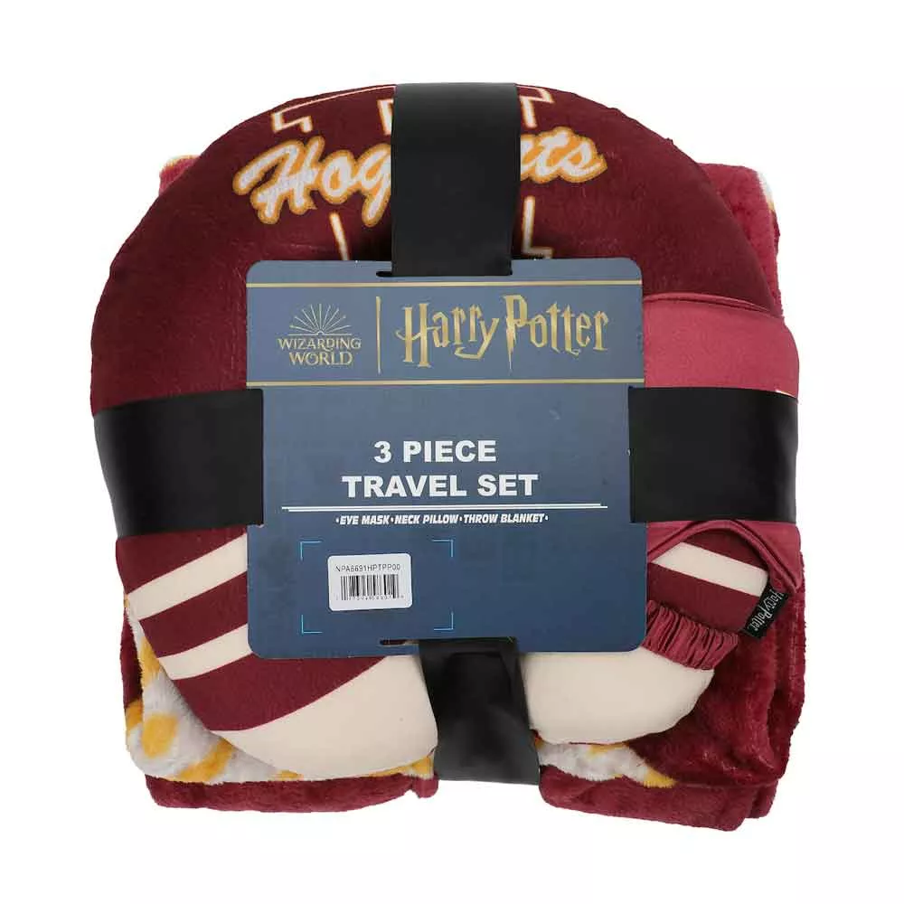 Harry Potter Neck Pillow, Throw and Eye Mask Travel Set