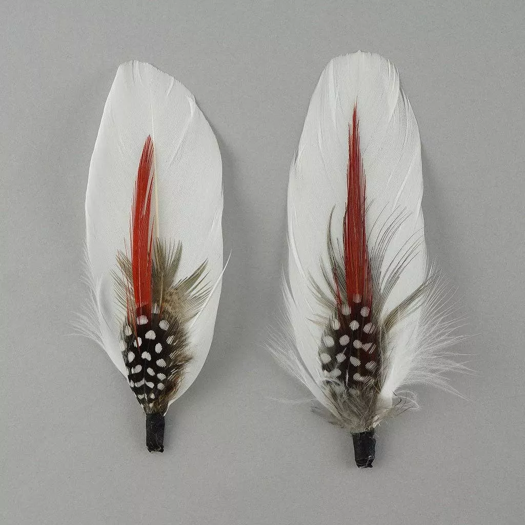 Hat Feather Trim with Goose and Pheasant - White Natural