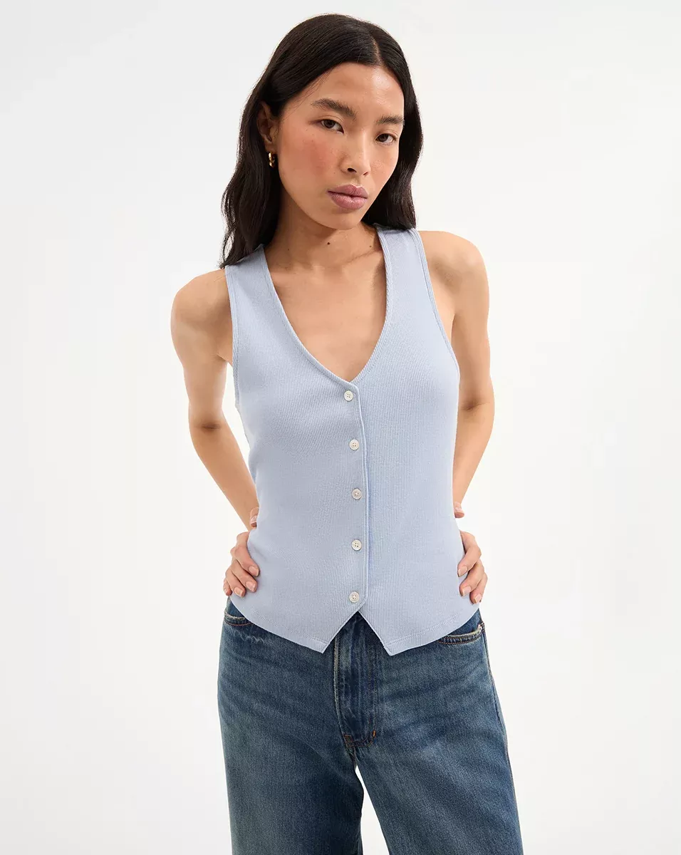 Hoorne Button-Down Tank Top