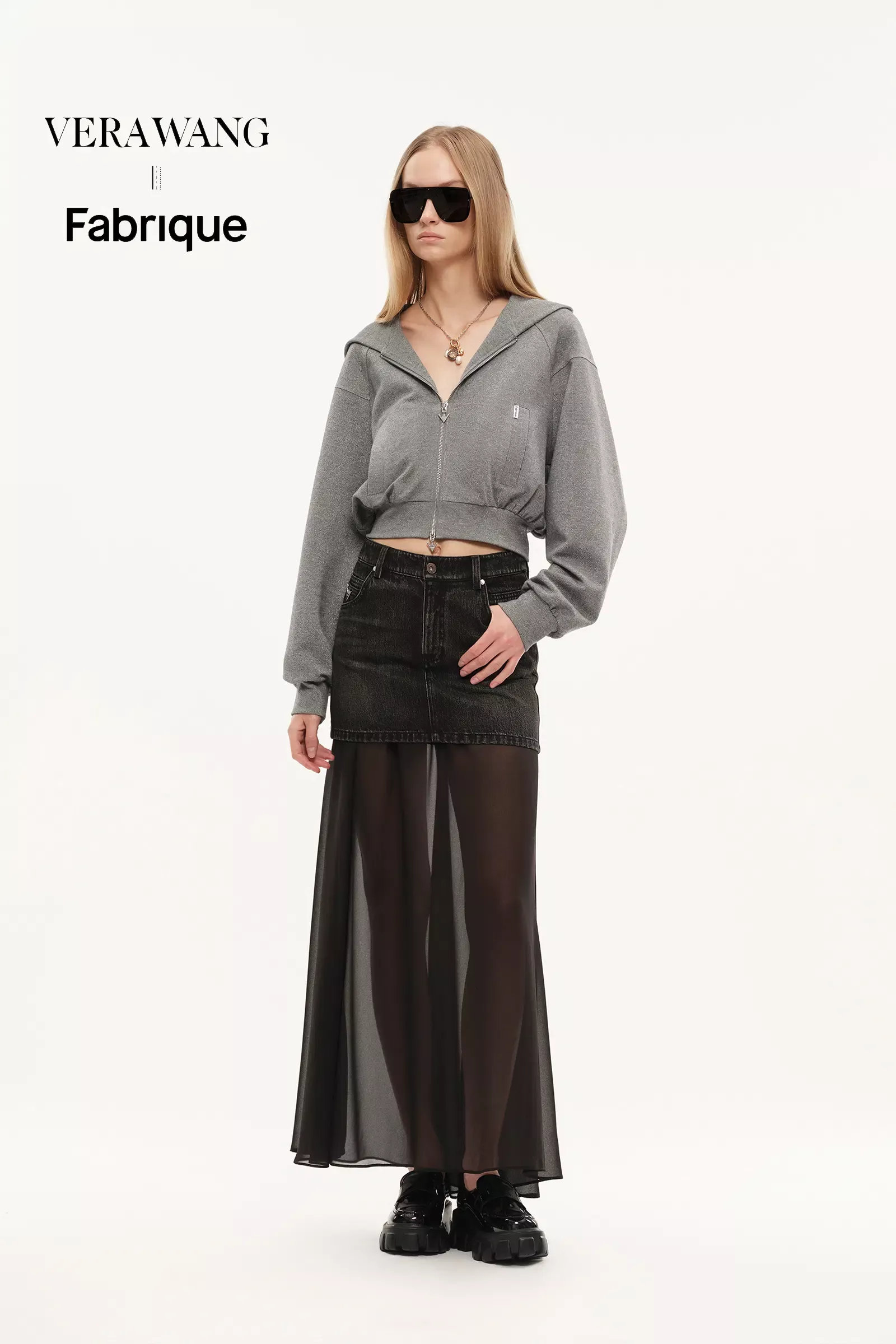 Illusion-S Crop Hoodie in Bright Silk Knitting