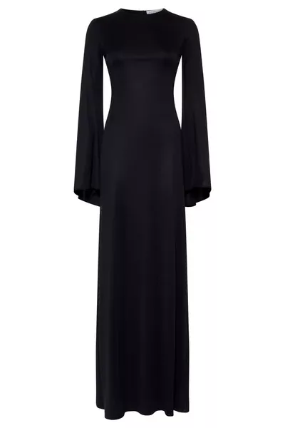 Imara Maxi Dress in Black Silk Jersey