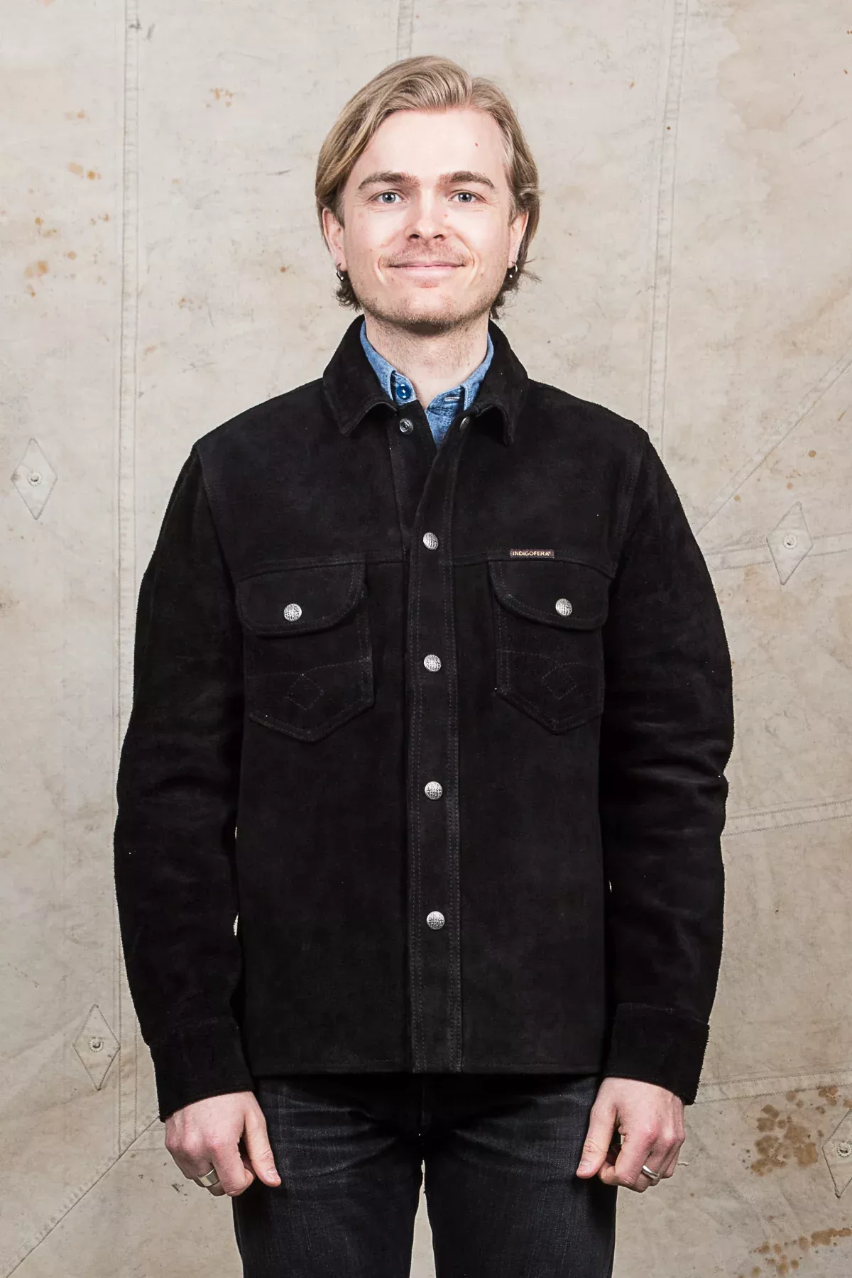 Indigofera Copeland Black Rough Out Leather