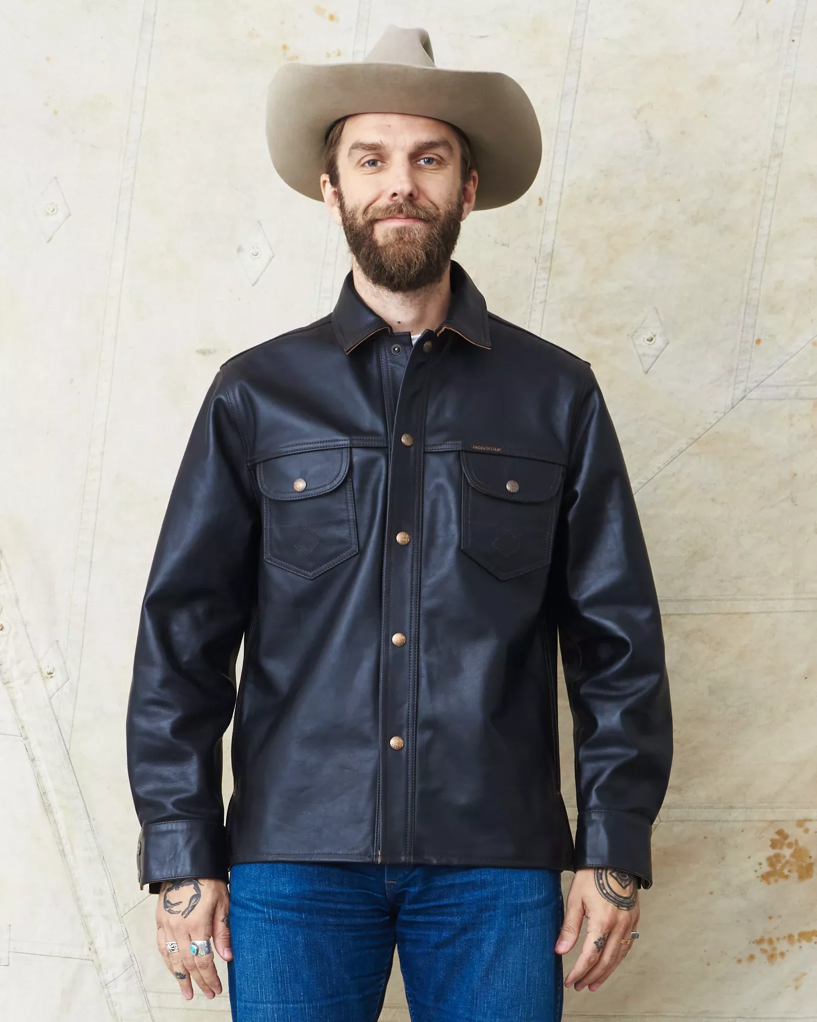 Indigofera Copeland Shirt Black Leather Teacore