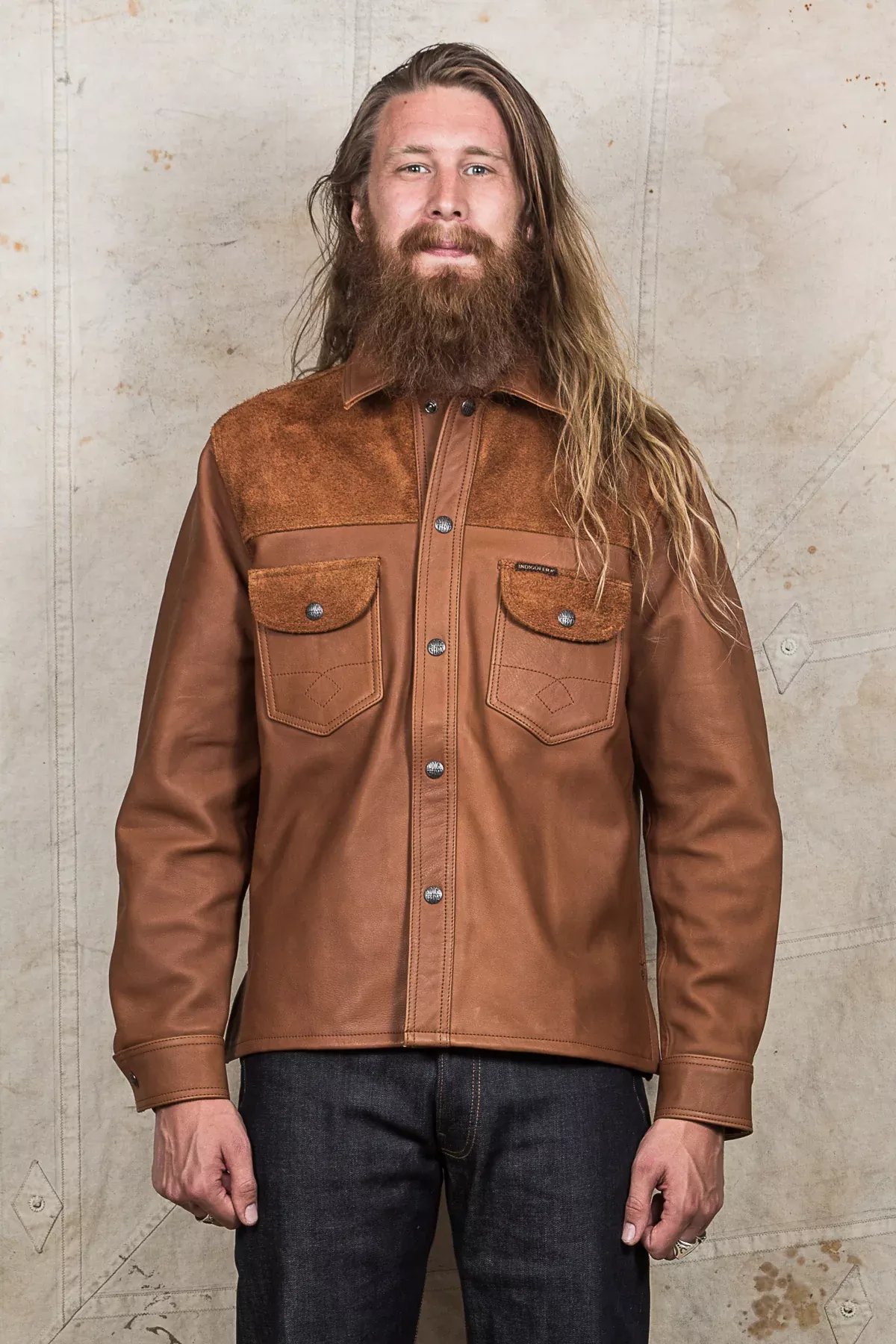Indigofera Fargo Leather Jacket 2 Tone Cognac