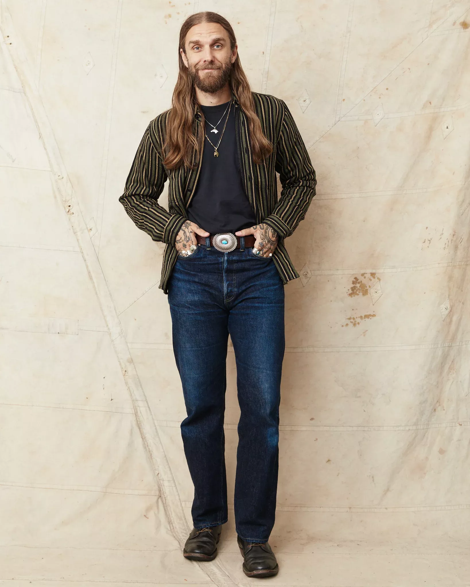 Indigofera McAllen Flannel Work Shirt Black/Beige/Grey