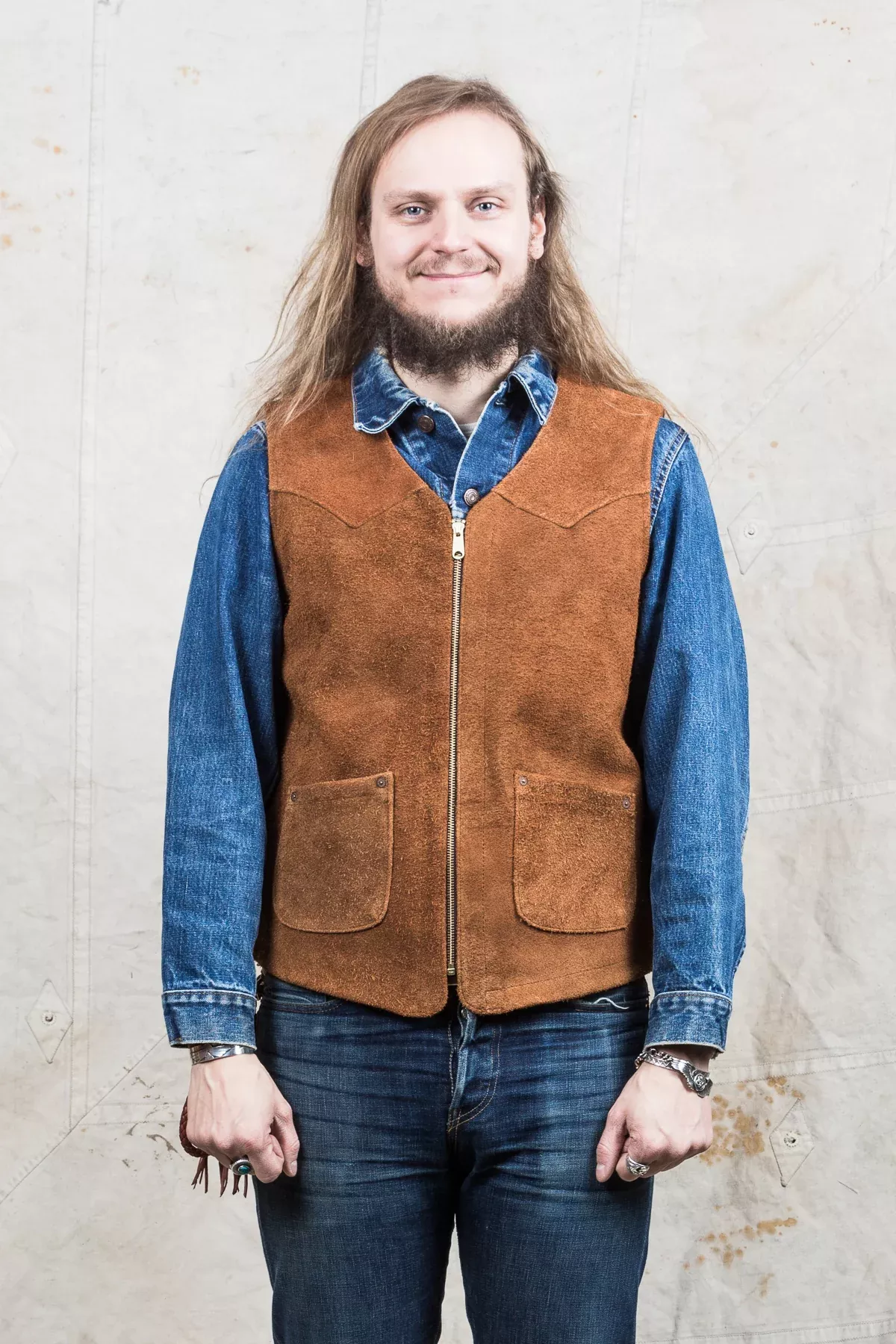 Indigofera Monroe Leather Vest Brown