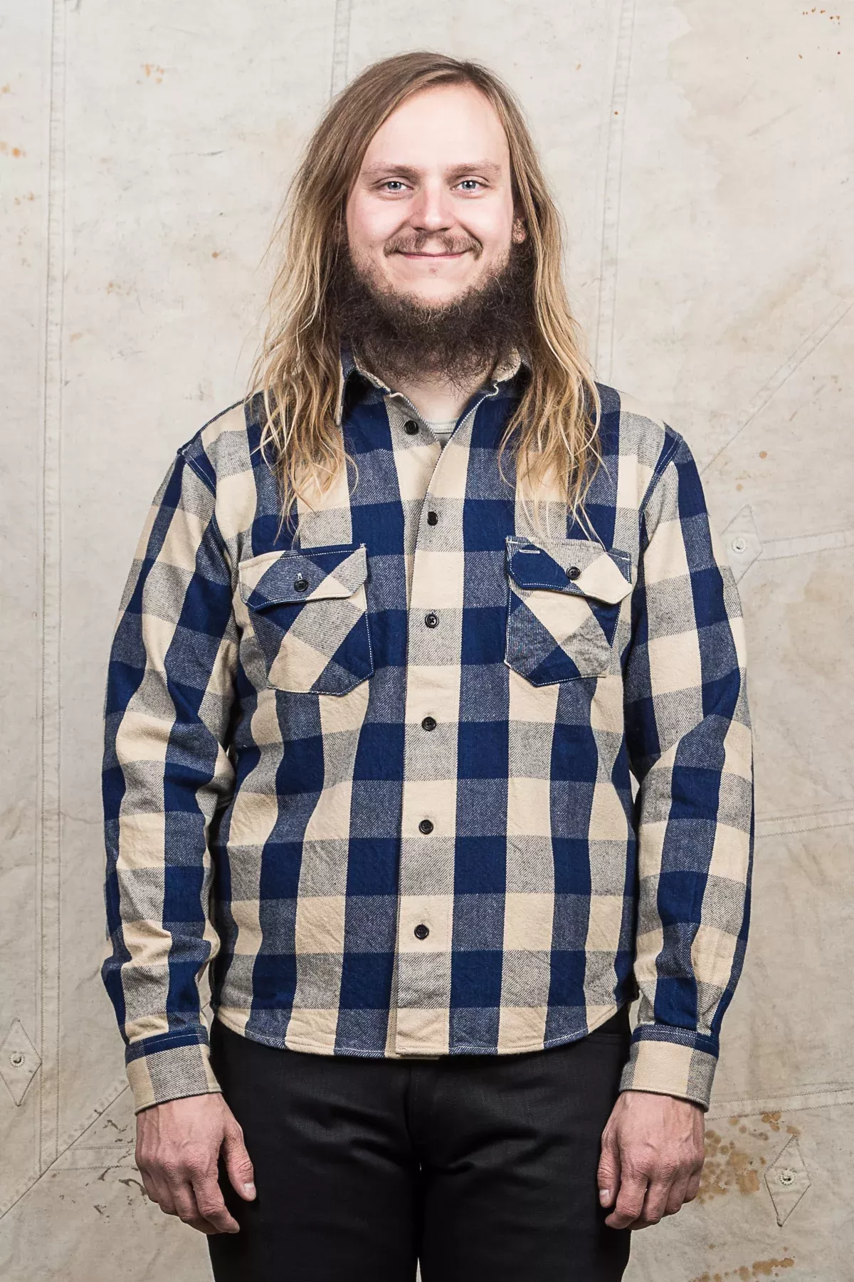 Indigofera Norris Shirt Indigo/Beige