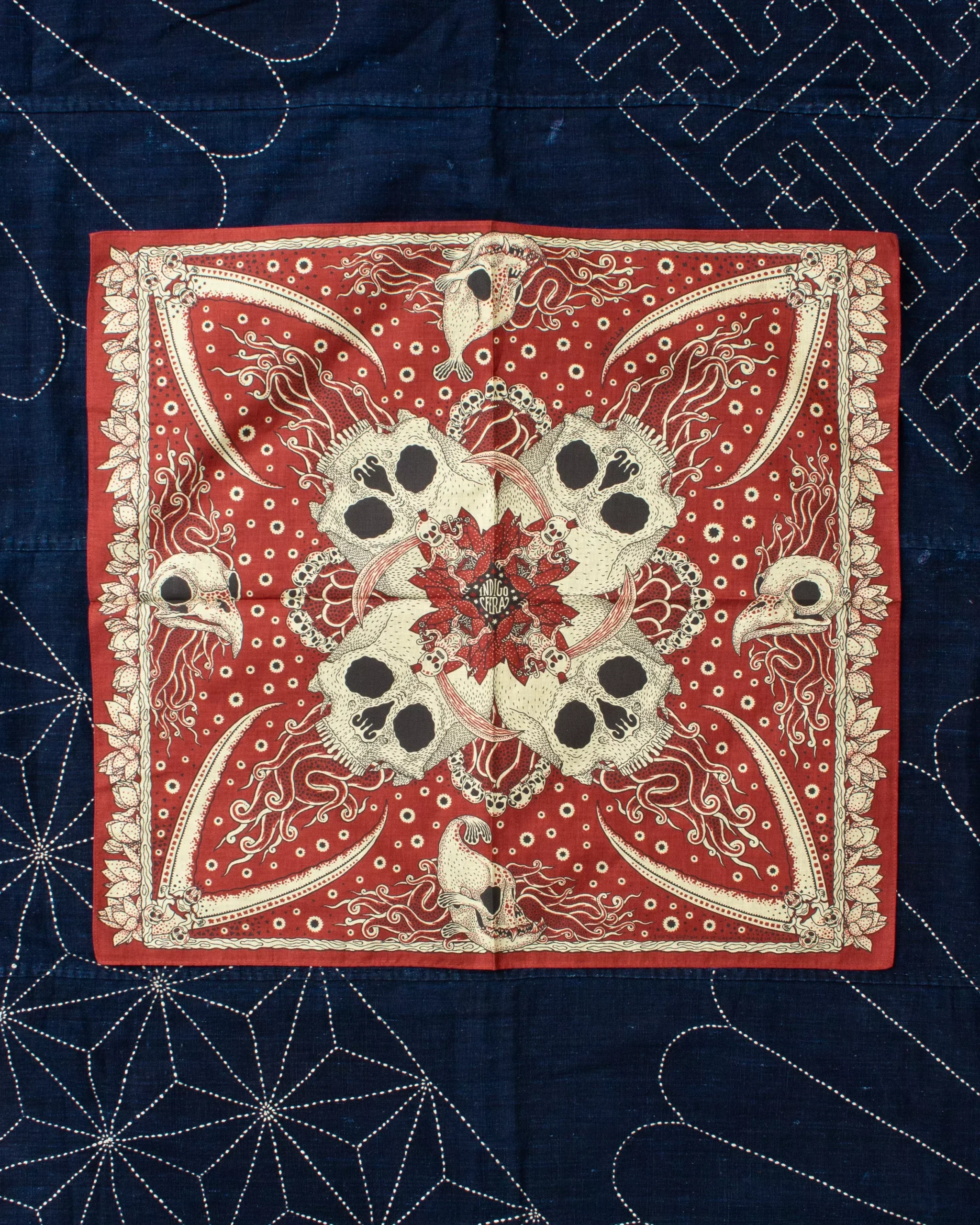 Indigofera Skull Bandana Red / White / Yellow