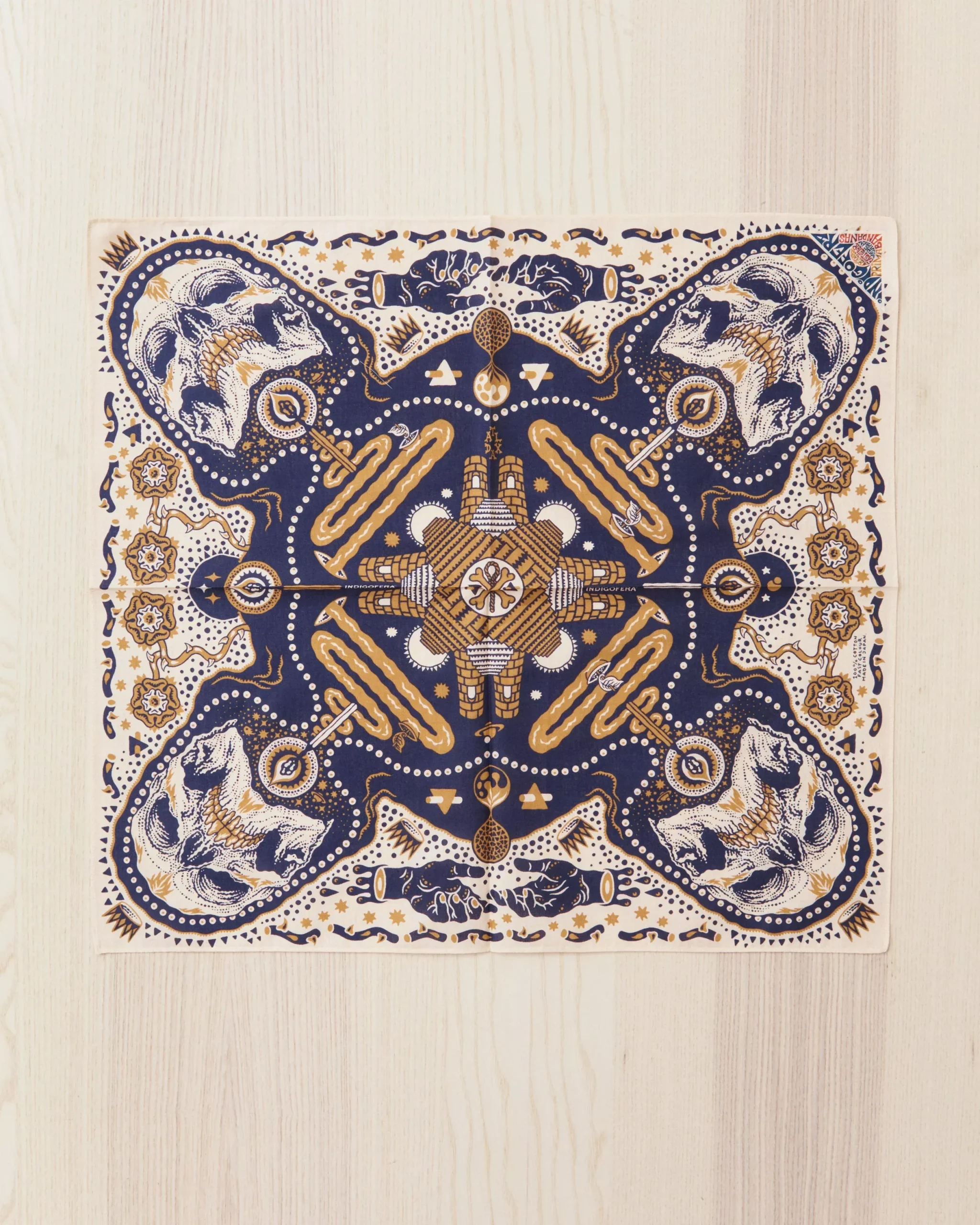 Indigofera Tarot XIIIBandana Offwhite / Blue