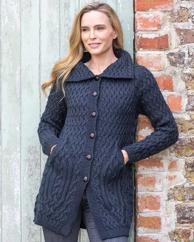 Irish Aran Coatigan Blackwatch