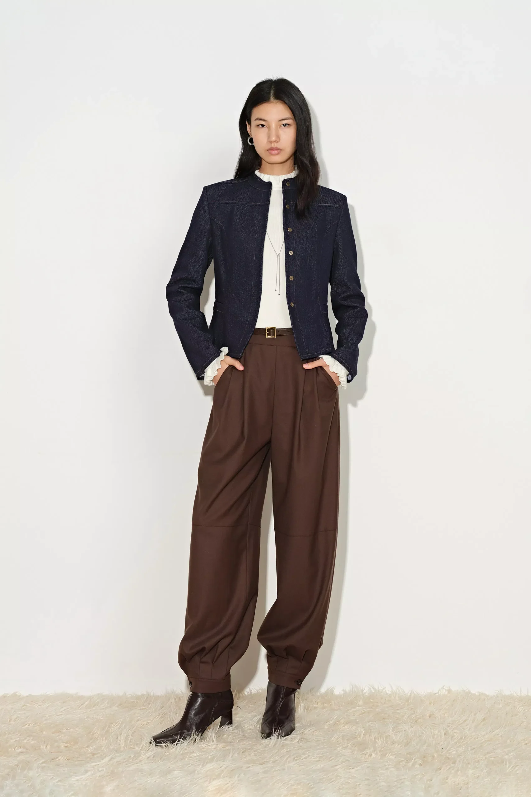 Ivy Herringbone Cinched Waist Jacket