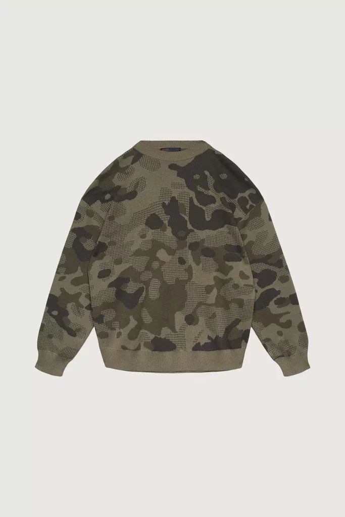 JACQUARD CAMO KNIT SWEATER