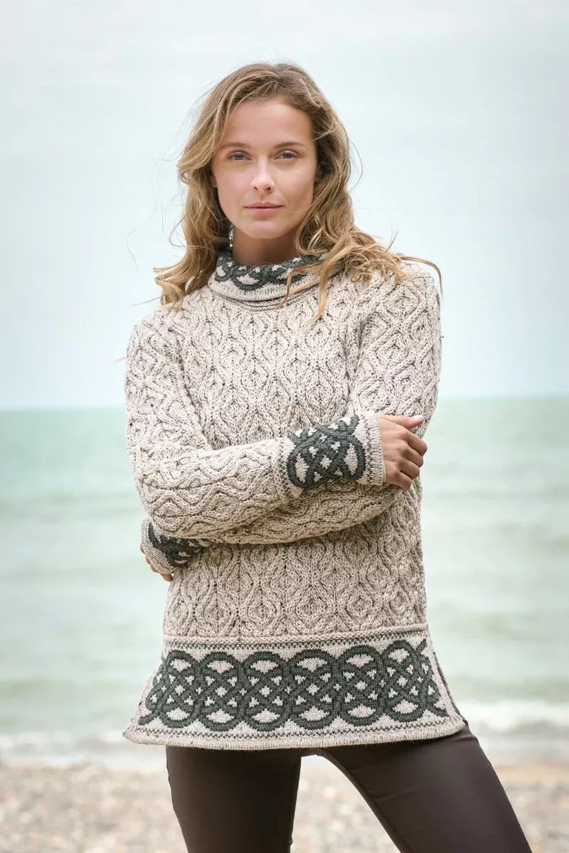 Jacquard Cowl Neck Oatmeal