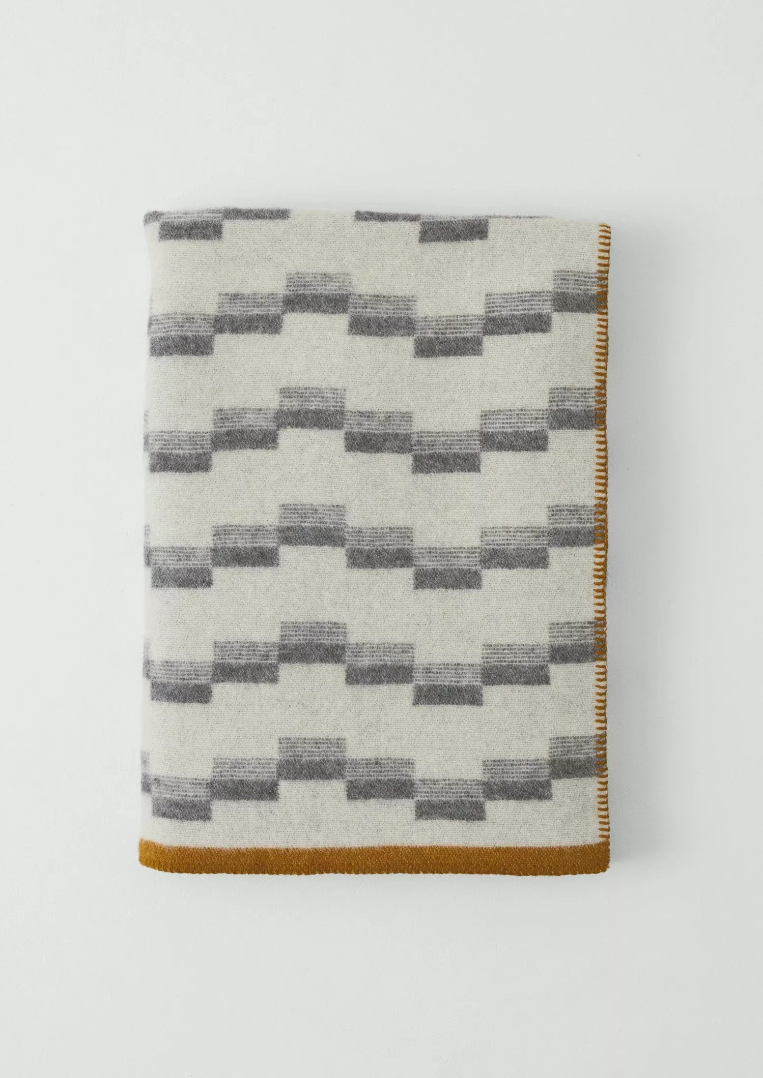 Jacquard Stepped Stripe Wool Blanket