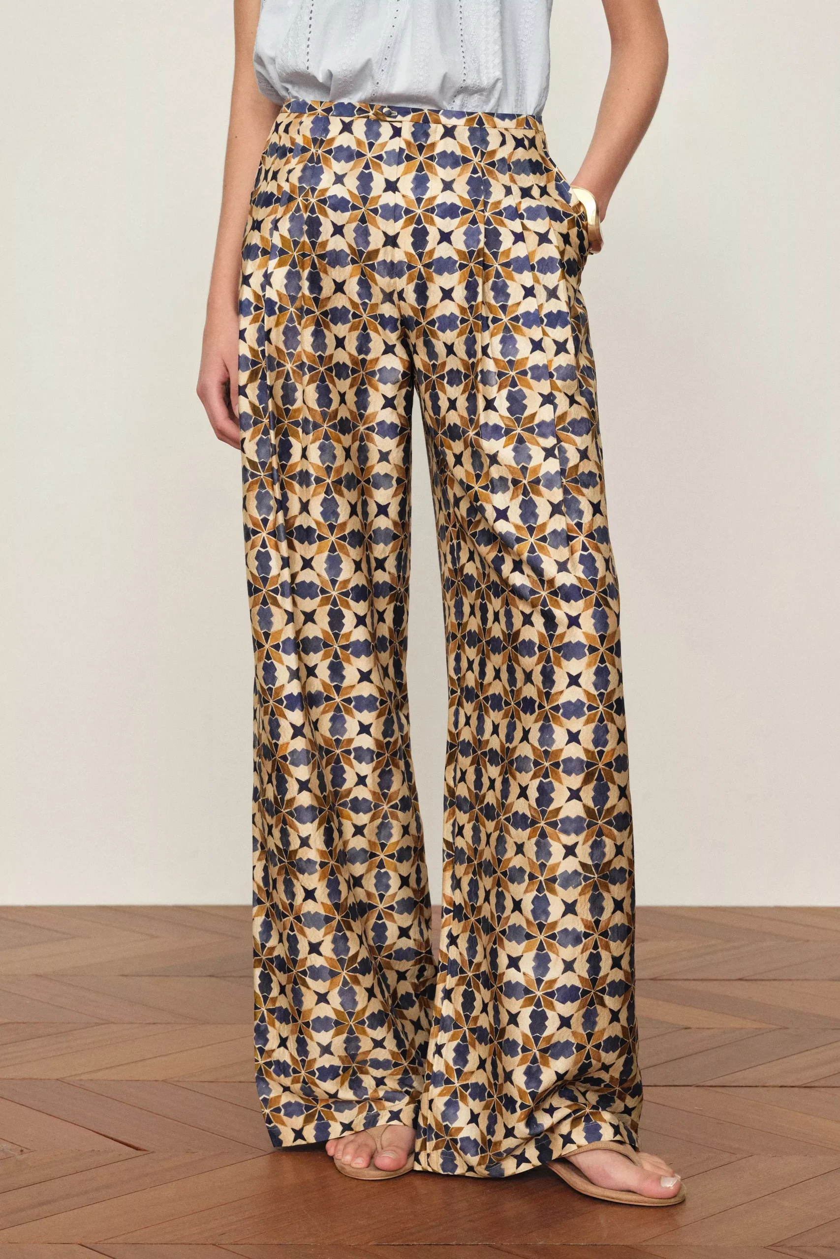 Jorien Drape Pants in Crinkled Silk Blend