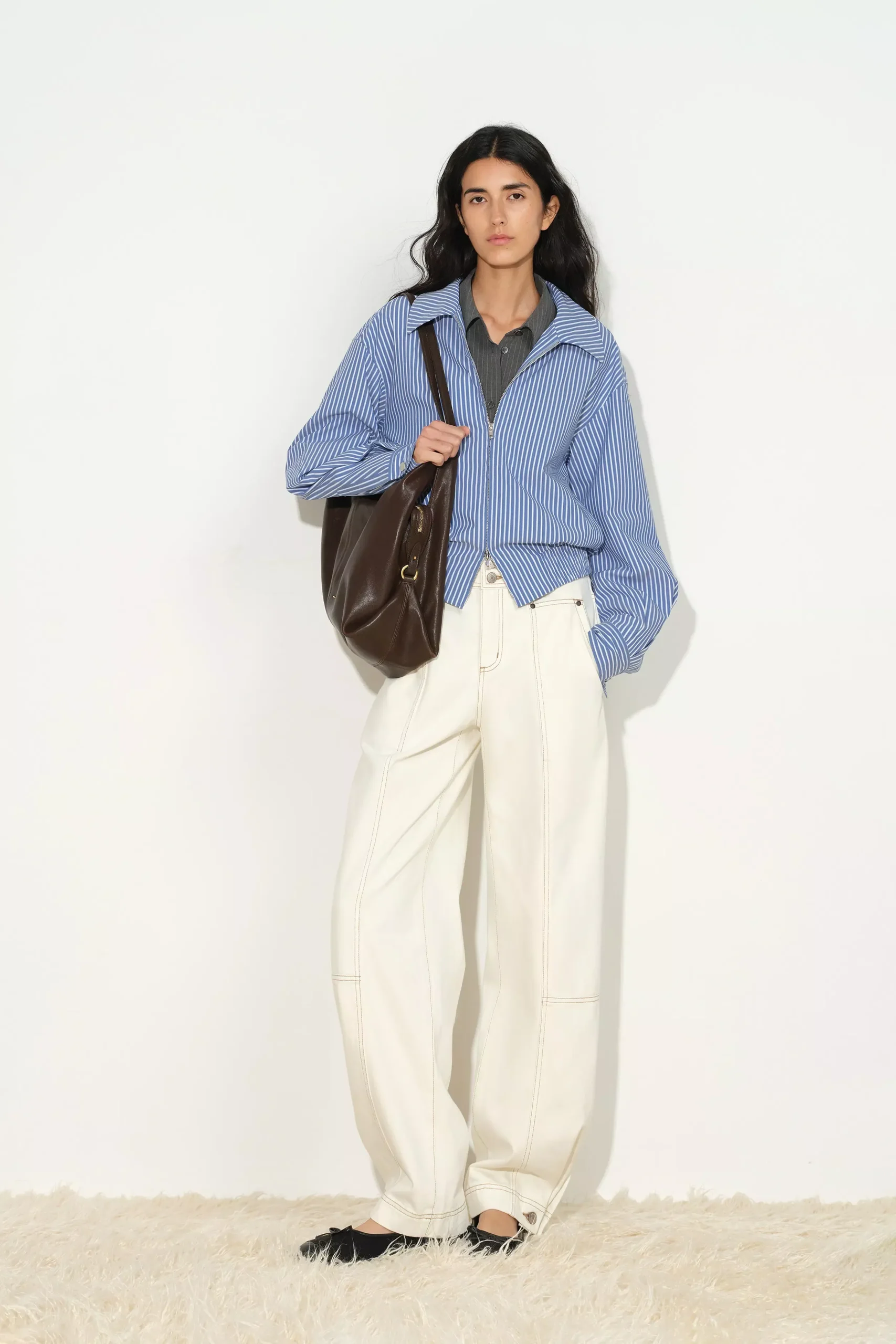 Josephine Striped Shirt Jacket in Cotton Blend