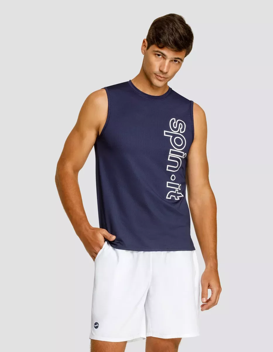 JOSH MUSCLE TANK - NAVY BLUE LOGO