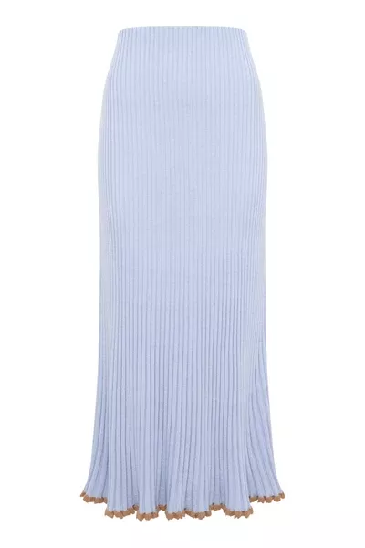 Kavya Knit Skirt in Halogen Blue Cashmere Silk