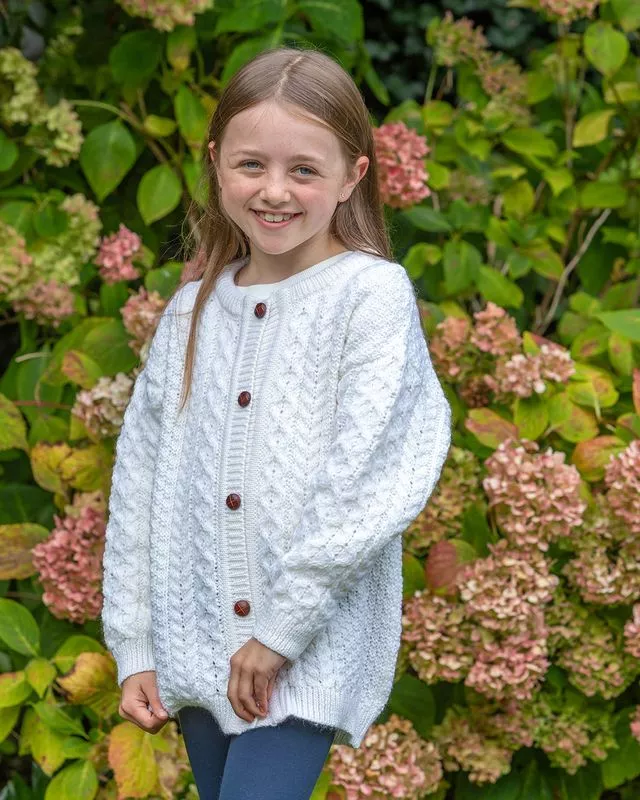 Kids Aran Cardigan Natural