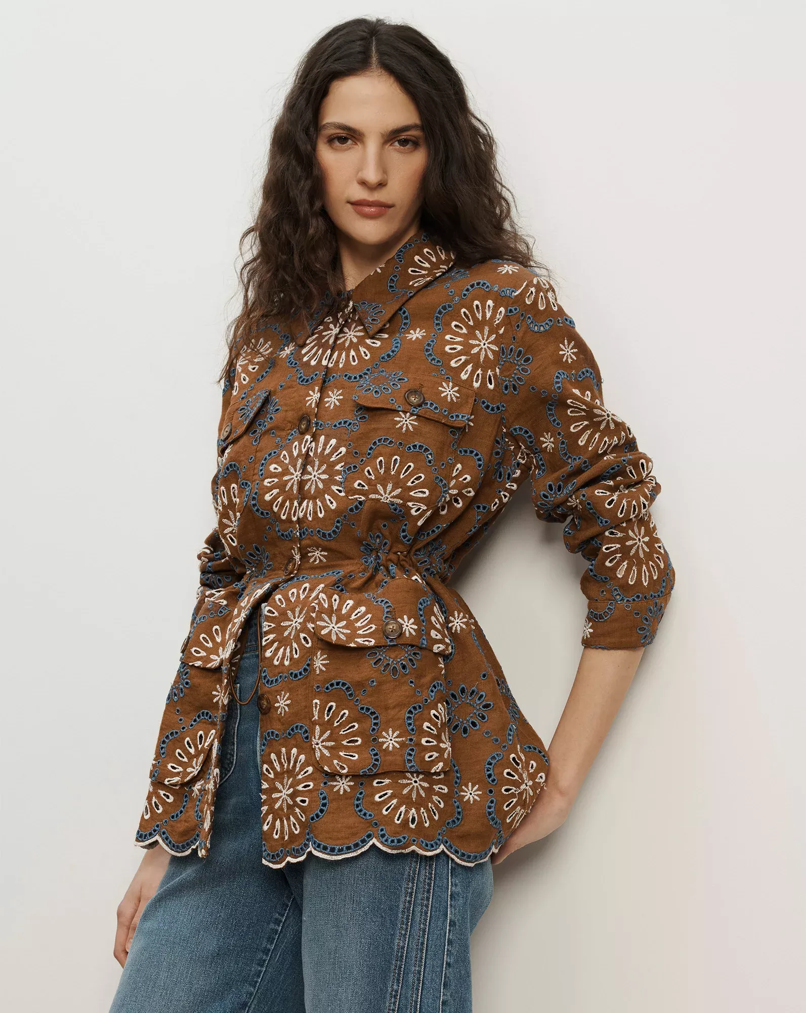 Kiki Linen Eyelet Jacket