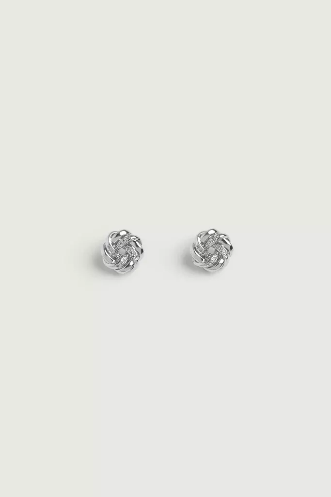 KNOTTED ZIRCONIA STUD EARRINGS