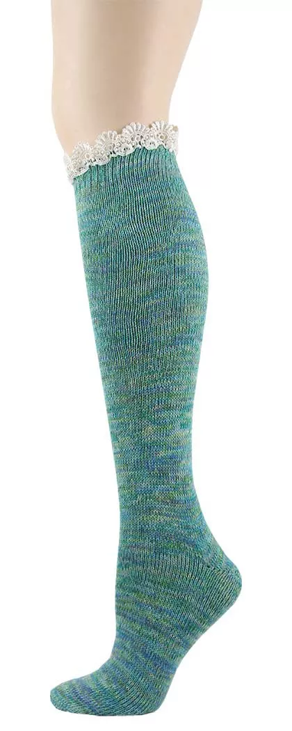 Lace Twisted Yarn Knee High