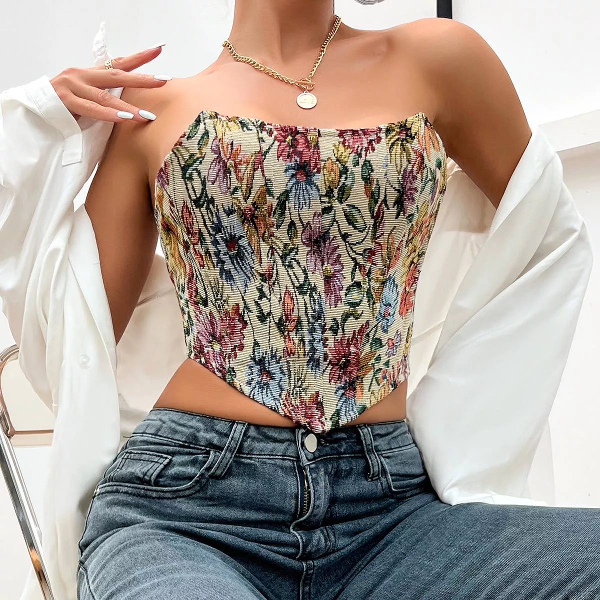 Lace-Up Corset Tube Top