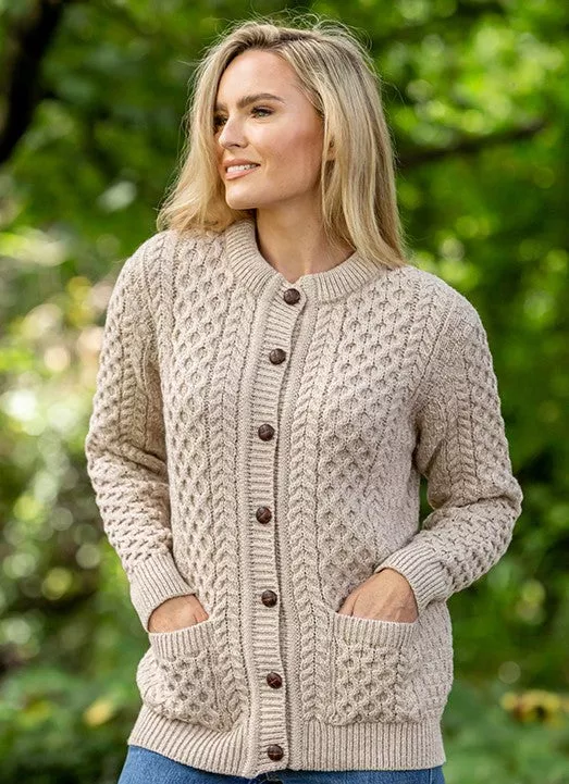 Ladies Cable Knit Cardigan Parsnip