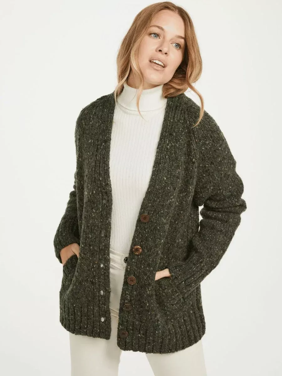 Ladies Donegal Cardigan Army