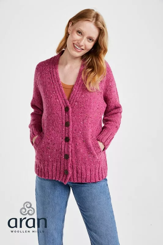 Ladies Donegal Cardigan Pink