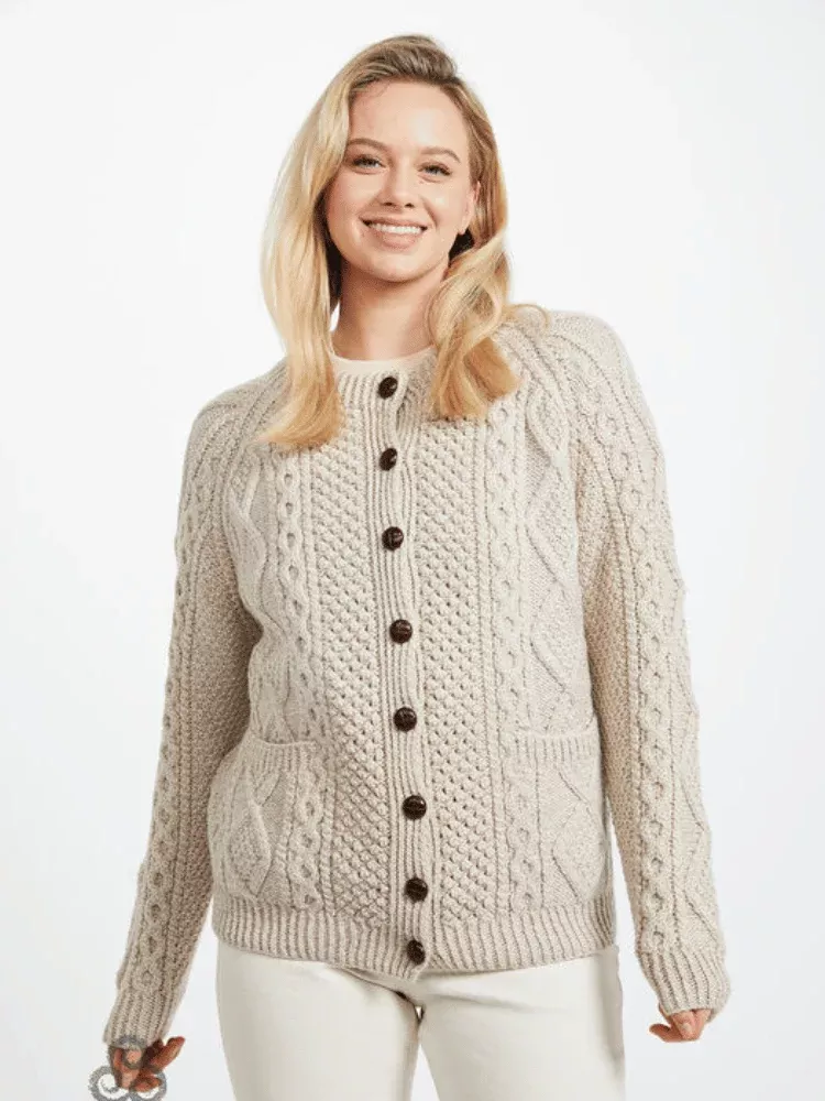 Ladies Handknit Cardigan Parsnip