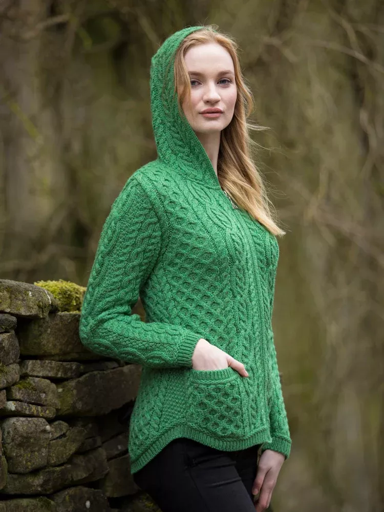 Ladies Hooded Aran Zipper