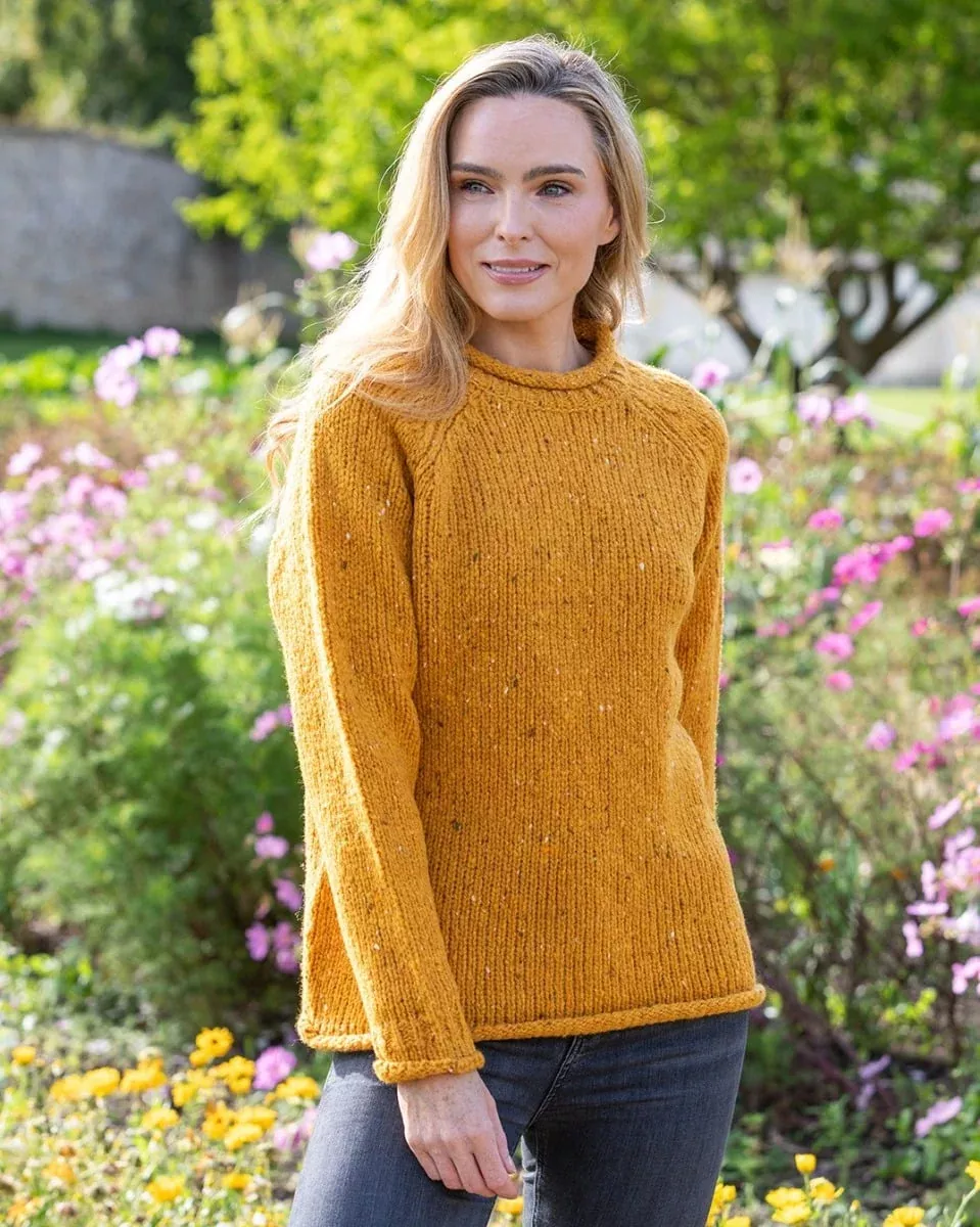 Ladies Roll Neck Raglan Crew Yellow