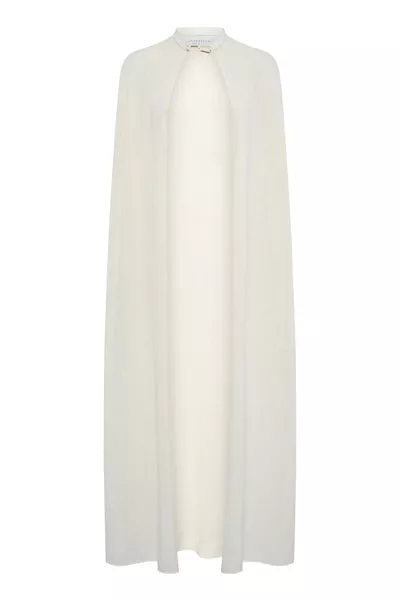 Laleh Knit Cape in Off White Mulberry Silk