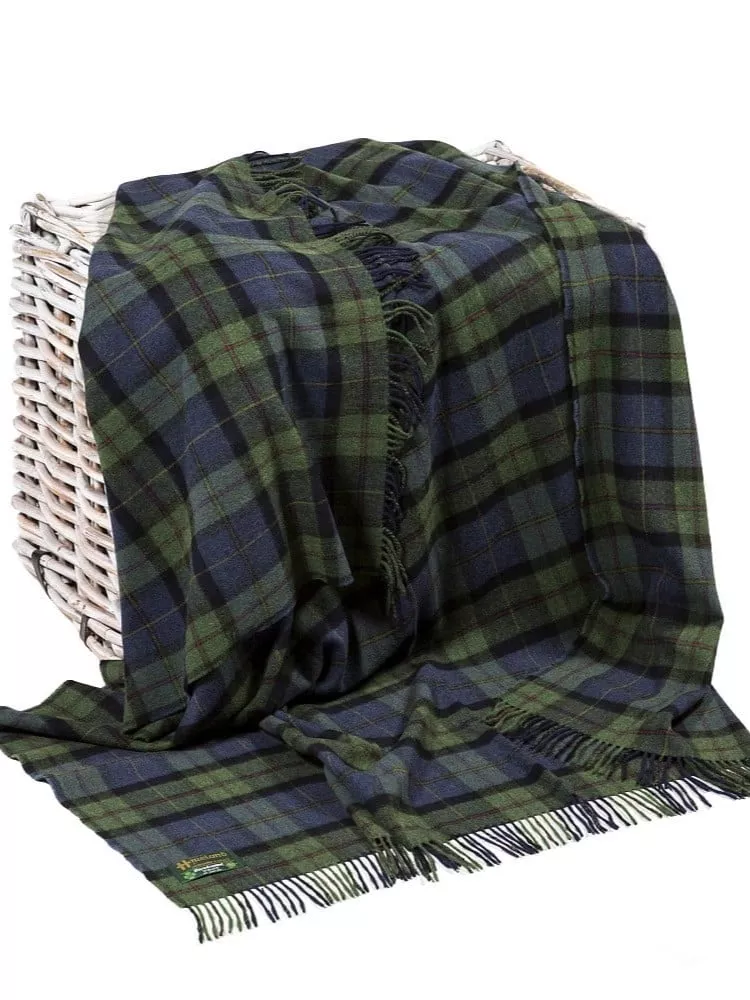 Lambswool Throw Denim and Green Plaid- Col: 625