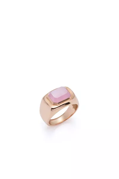 Large Ring in 18K Rose Gold & Rose Quartz Stone