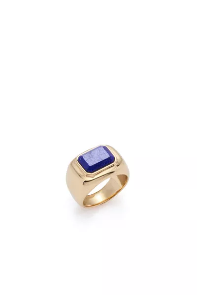 Large Ring in 18K Yellow Gold & Lapis Stone