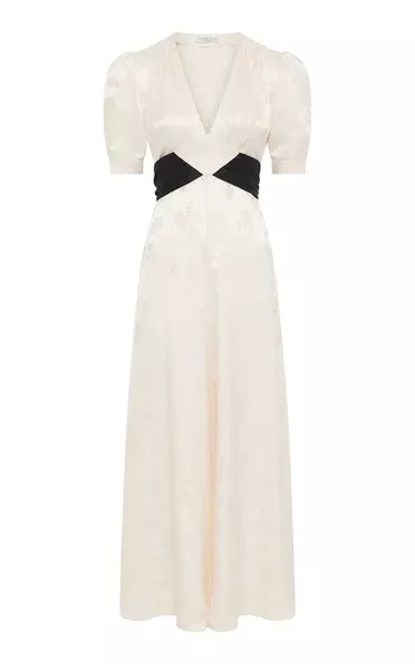 Larkin Maxi Dress in Ivory & Black Embroidered Silk