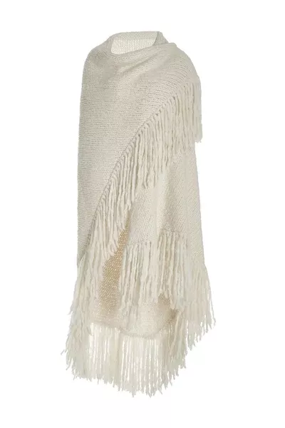 Lauren Knit Wrap in Ivory Welfat Cashmere