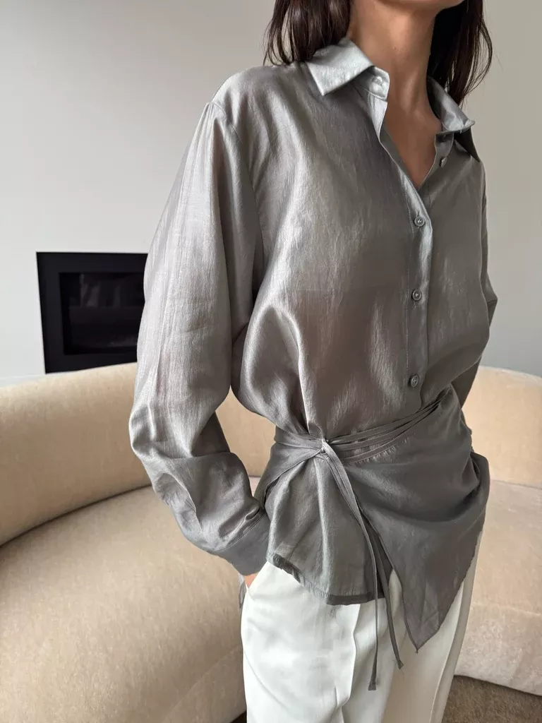 LAYERED TENCEL SHIRT AND SKIRT SET