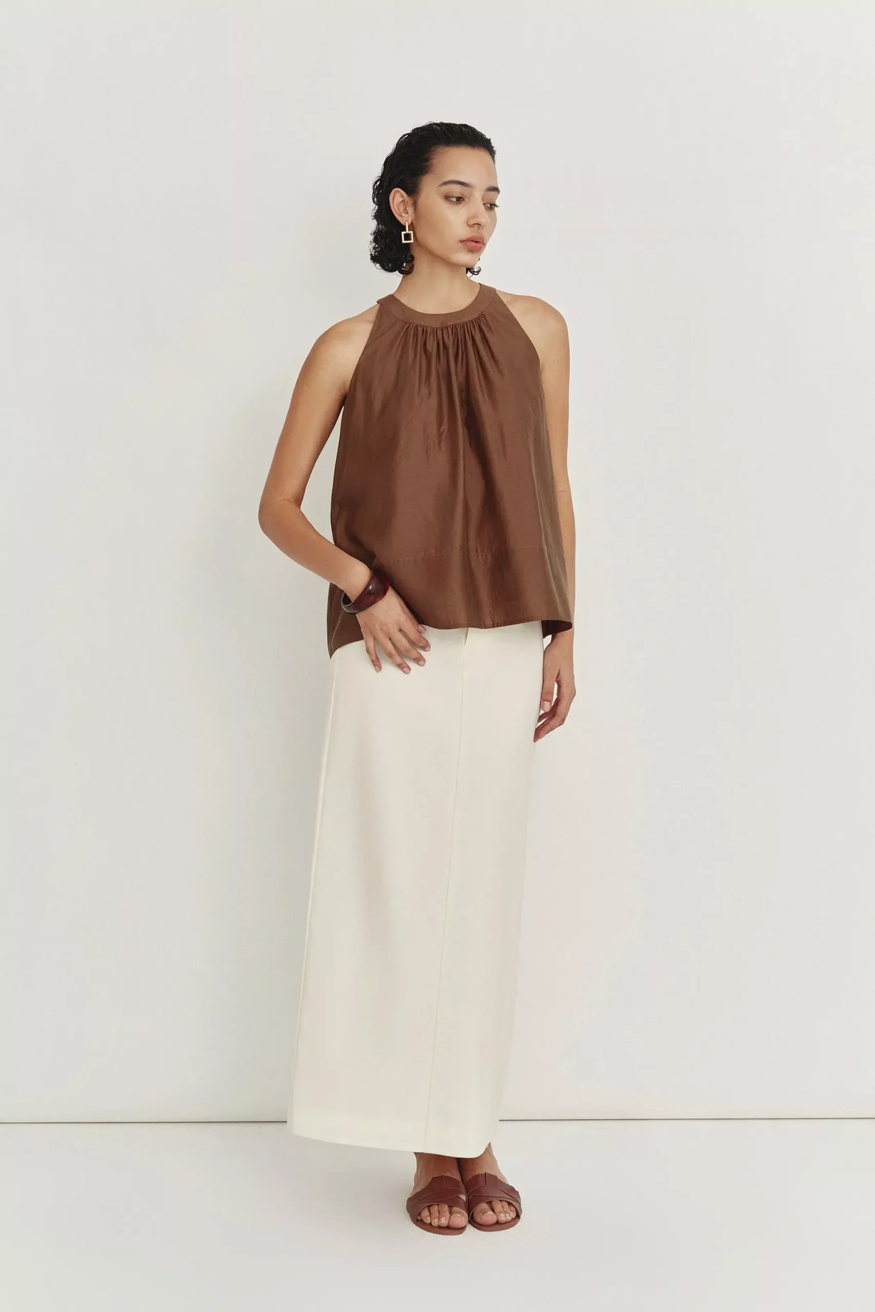 Leah Brown Halter Camisole Top in Lyocell