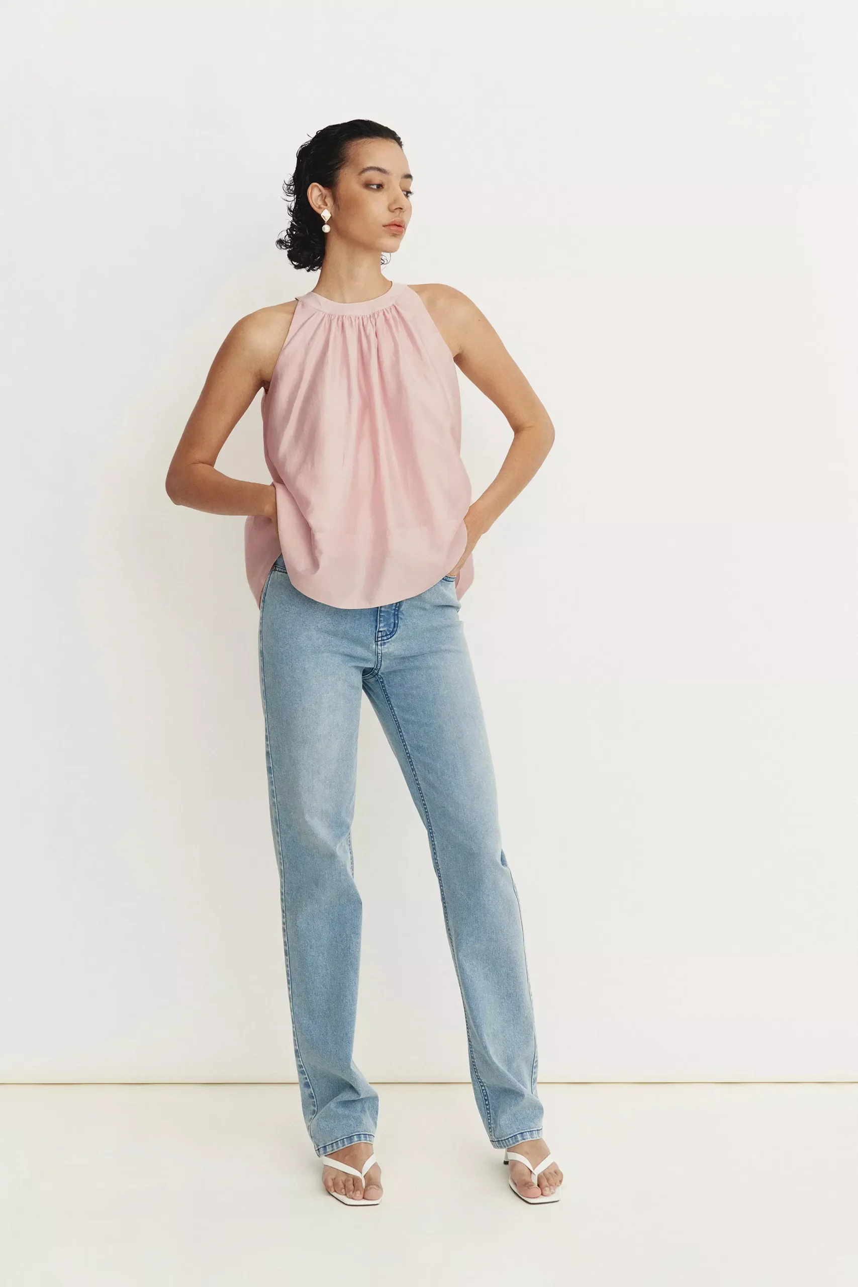 Leah Pink Halter Camisole Top in Lyocell