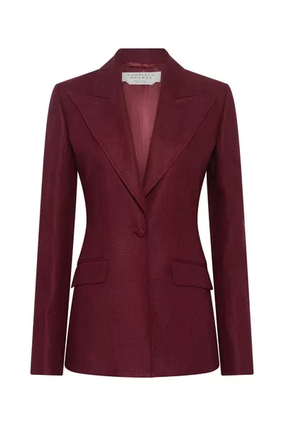 Leiva Blazer in Bordeaux Linen Twill