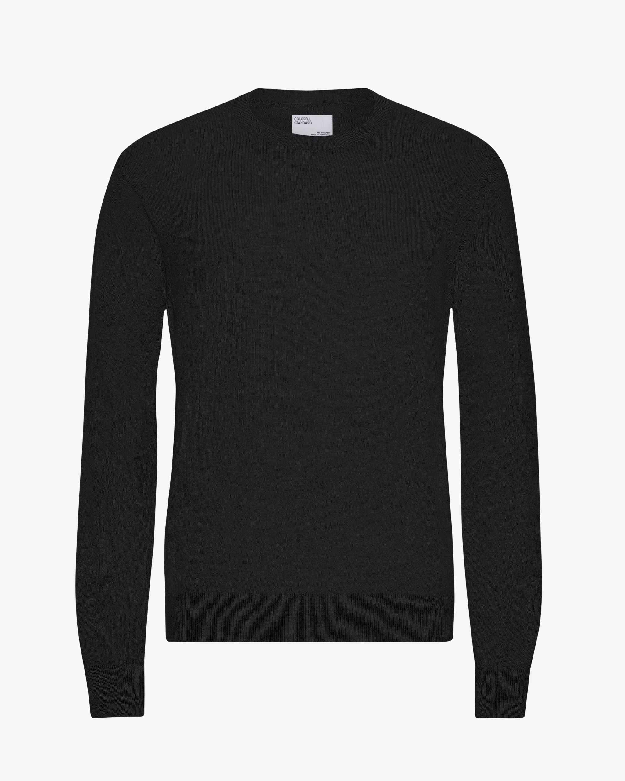 Light Merino Wool Crew - Deep Black