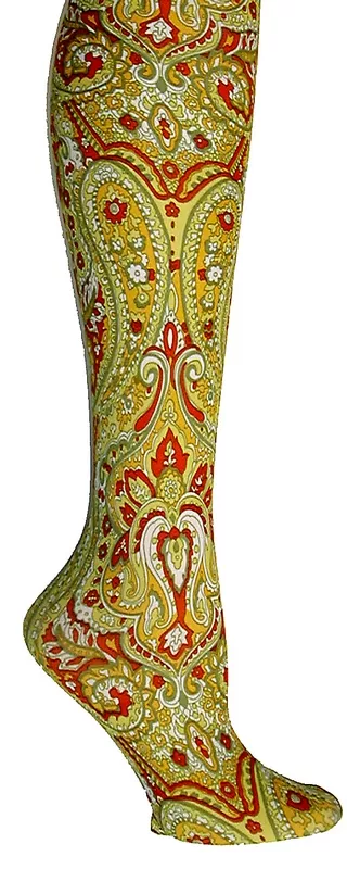 Lime Paisley Tights-Large/Tall