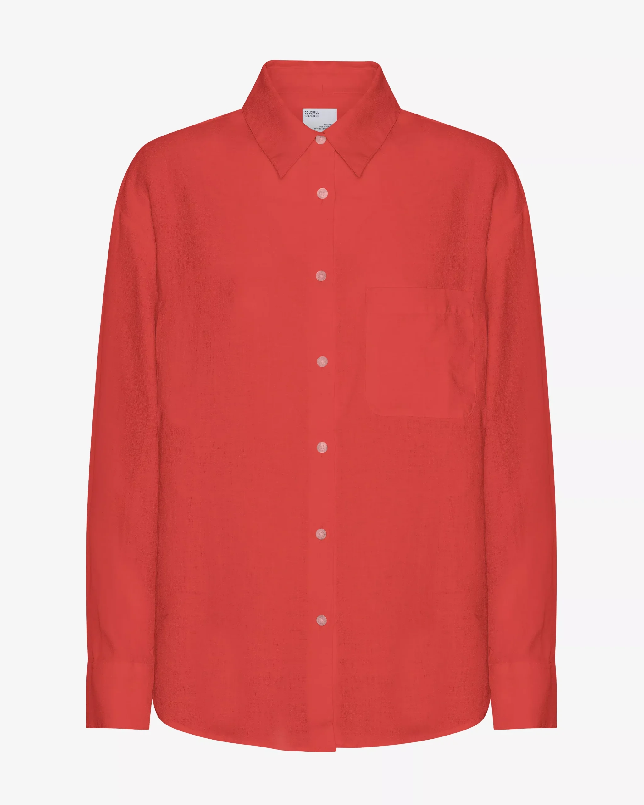 Linen Oversized Shirt - Red Tangerine
