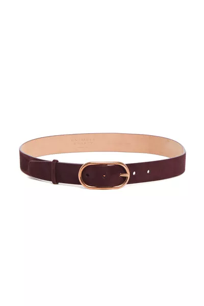 Link Buckle Belt in Bordeaux Suede